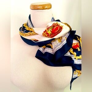[Metropolitan Museum of Art] Navy Blue Faberge Egg Print 100% Silk Scarf